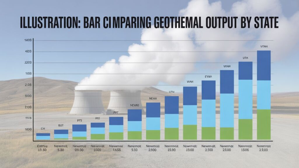Bar chart maparing geothermal output by state