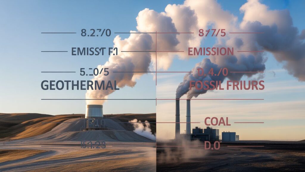 Comparison chart – emissions geothermal vs. fossil fuels