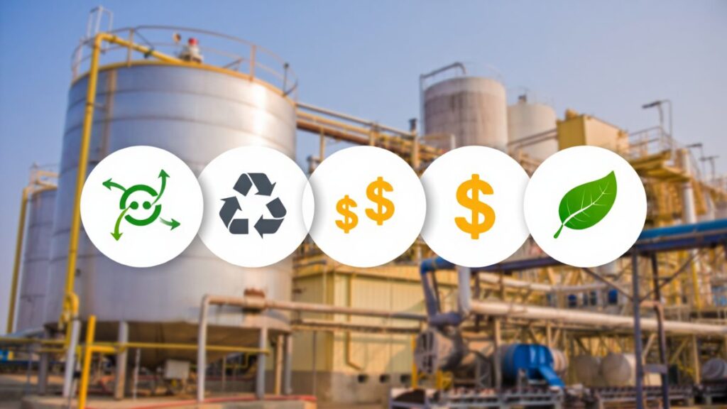 Infographic showing top benefits of biomass energy for renewable power and waste management