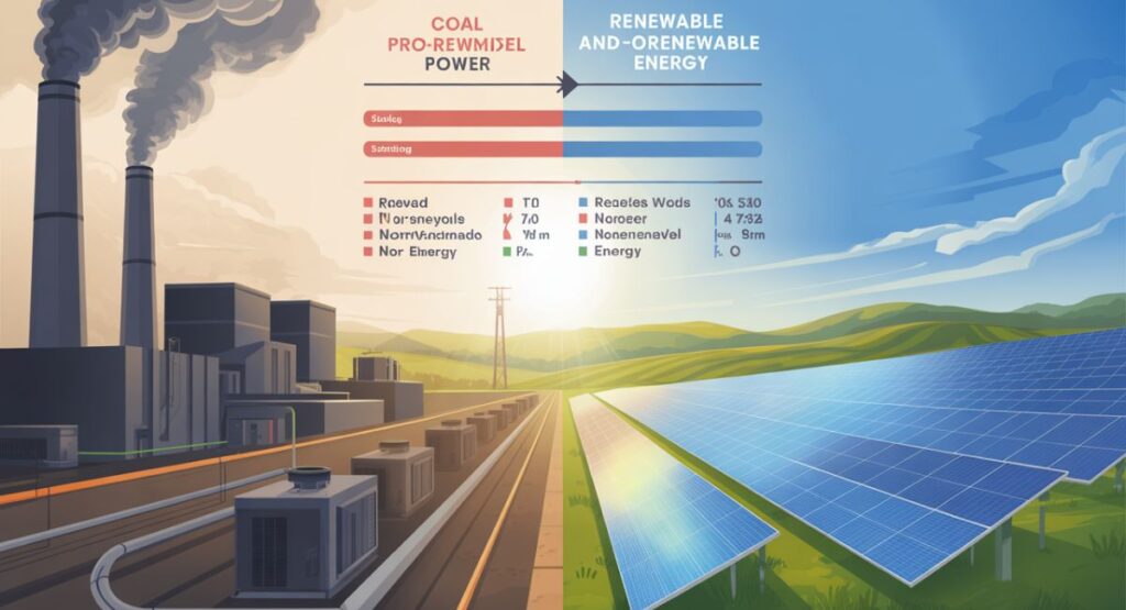 Coal power transitioning to solar energy, renewable and nonrenewable energy