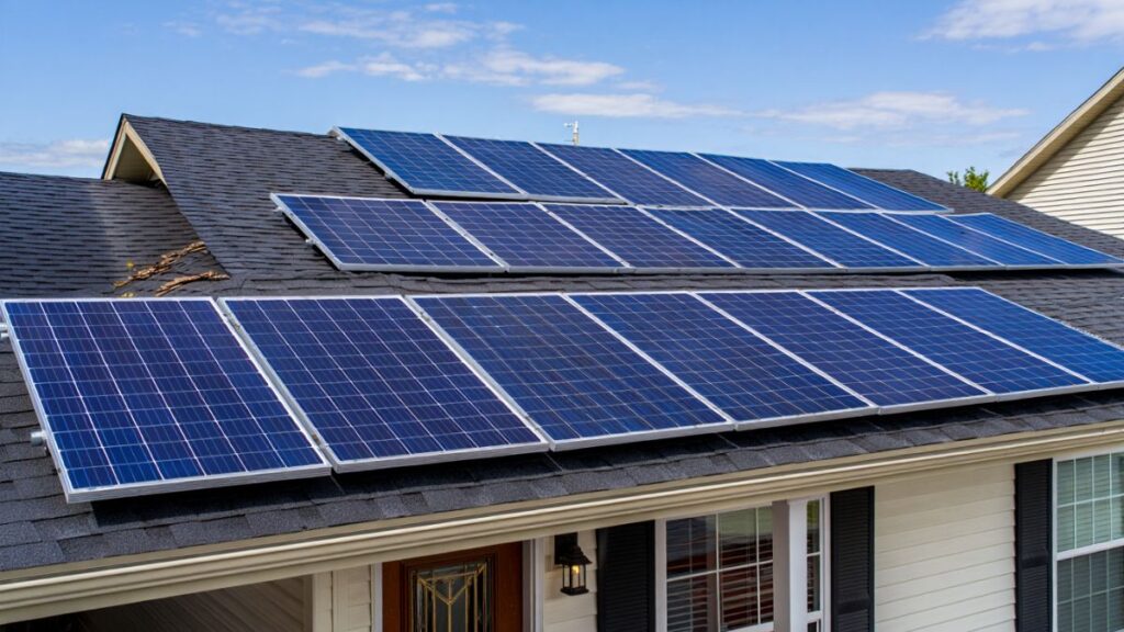 Solar panels on a U.S. rooftop showing advantages of solar energy for homes