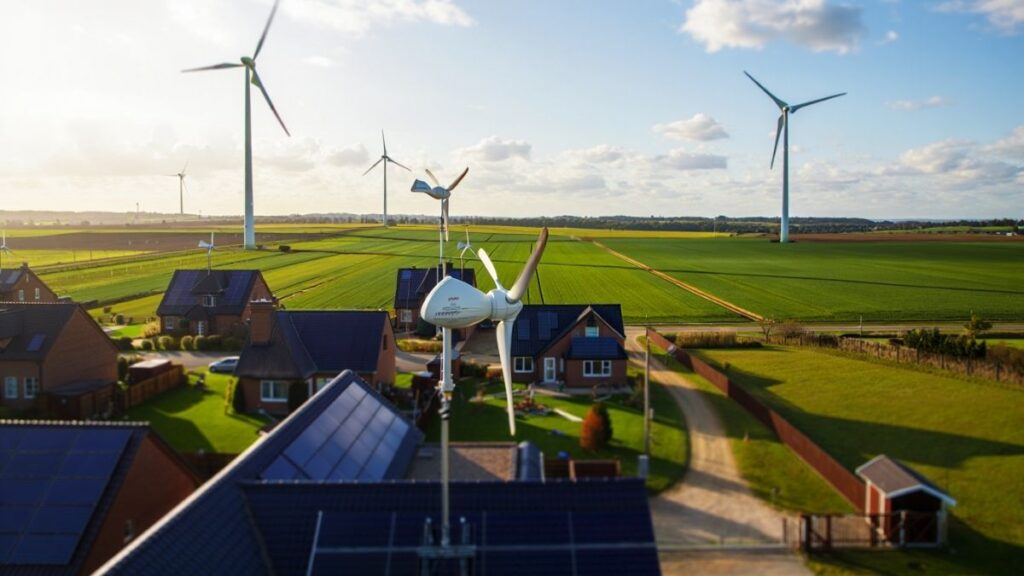 Different types of wind turbines including horizontal, vertical, and home rooftop systems in the USA