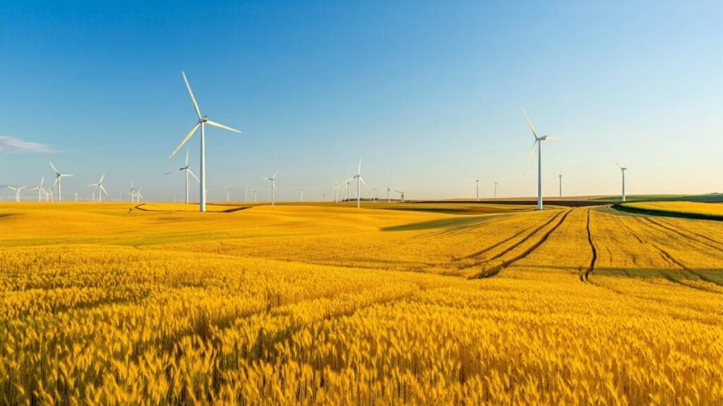 Horizontal wind turbine on U.S. plains generating clean energy
