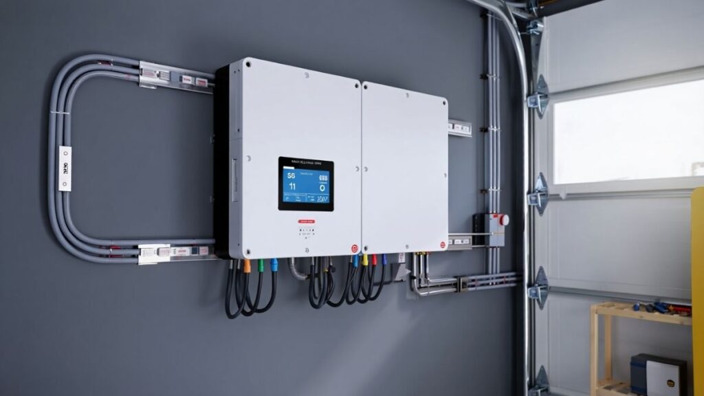 Hybrid inverter connecting solar panels and wind turbine in a solar wind hybrid system for home