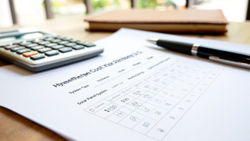 Table comparing costs of solar, wind, and hybrid systems in the U.S.