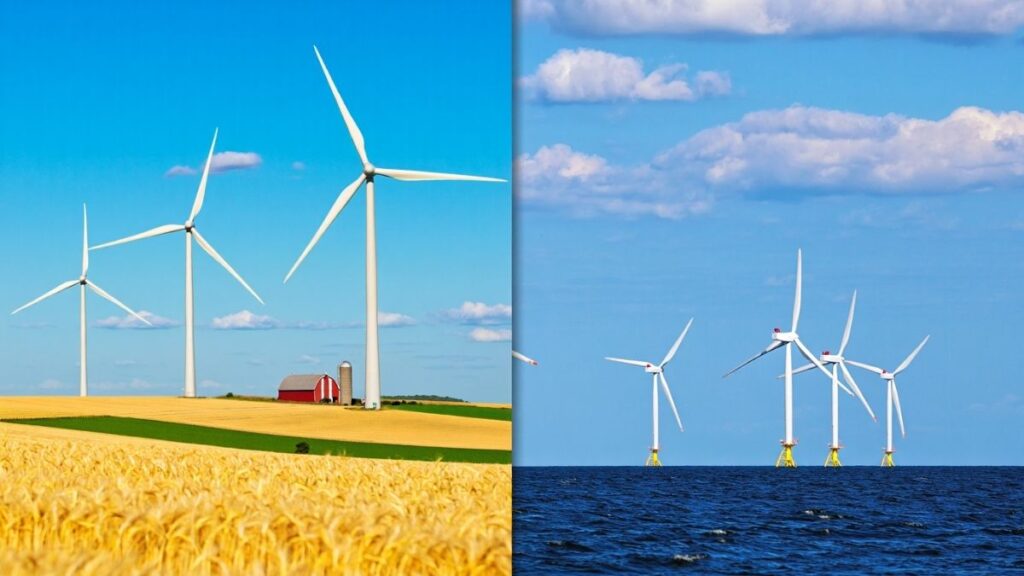 Comparison of onshore and offshore wind turbines in the USA