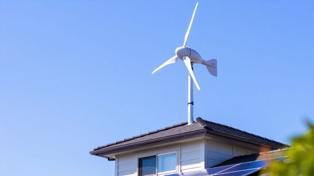 Rooftop wind turbine for home generating electricity
