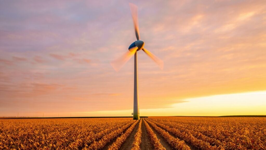Chart showing lifetime electricity production of a wind turbine