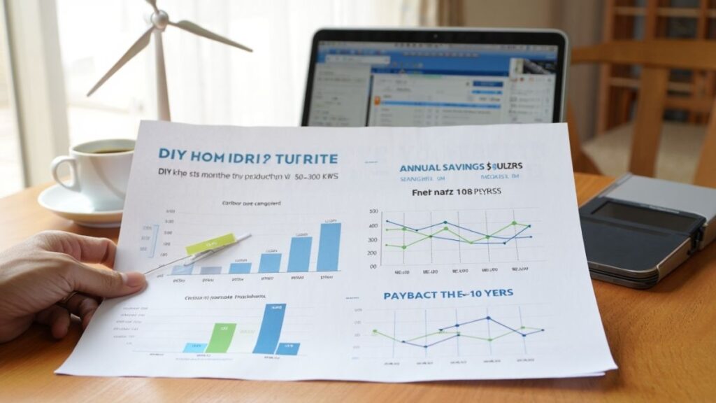 Chart showing estimated energy output and payback period of home wind turbines